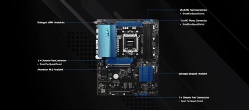 ASRock AMD B850 Pro A واي فاي 6E مقبس AM5 رايزن 9000، 8000 و7000 سلسلة DDR5 حتى 8000+ (OC) ميجاهرتز 256GB ATX اللوحة الأم M.2 SATA3 6.0 Gb/s PCIe 5.0 BIOS فلاشباك Realtek 2.5G LAN - Image 4