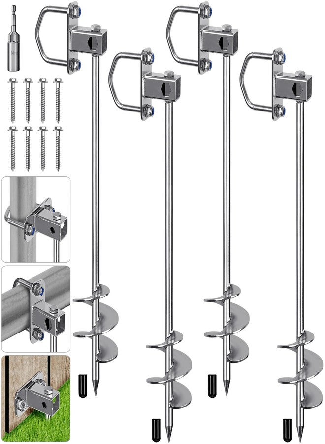 Insaga Multi-Purpose Ground Anchors, Fully Welded Trampoline Anchors, 16.5'' Mobile Home Anchors, Shed Anchor Kit for Trampoline, Swing Set, Carport,Play Ground, Set of 4 - Image 1