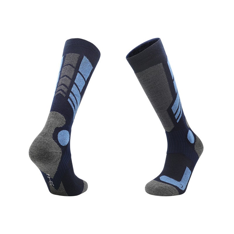Generic Winter Childrens Professional Ski Socks Men and Women Thickened Warm Snow Socks Sweat Absorbing Breathable Towel Bottom Sports Snow Socks 01 sapphire blue/medium blue