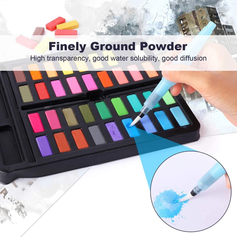 Chrome Professional Watercolor Pigment Solid Kit 36 Colors Paint Set Portable With Water Brush Pen & Paper Painting Art Supplies - Image 5