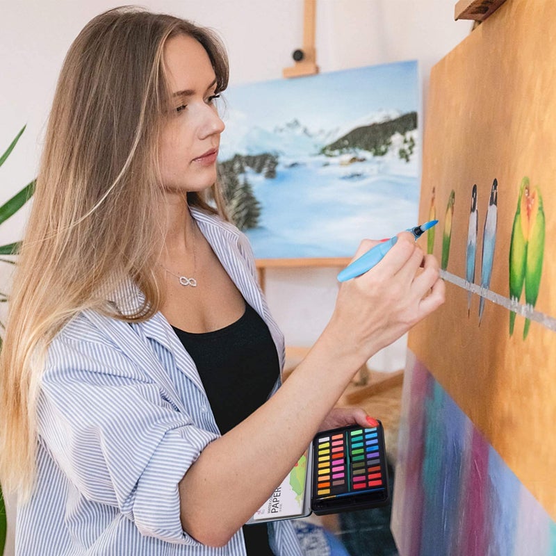 Chrome Professional Watercolor Pigment Solid Kit 36 Colors Paint Set Portable With Water Brush Pen & Paper Painting Art Supplies - Image 2