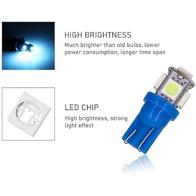 Tazweeq Automotive Led Light Bulb Super Bright Led Car Interior Light Bulb Dashboard Overhead Light Automotive Lighting Accessories Ice Blue 10 Pcs - Image 3