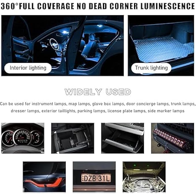 Tazweeq Automotive Led Light Bulb Super Bright Led Car Interior Light Bulb Dashboard Overhead Light Automotive Lighting Accessories Ice Blue 10 Pcs - Image 4