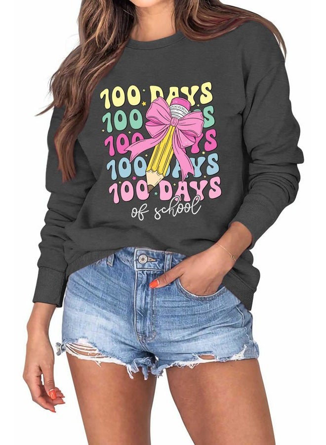 CAZYCHILD 100 days Sweatshirts for Women, Grey, M - Image 1