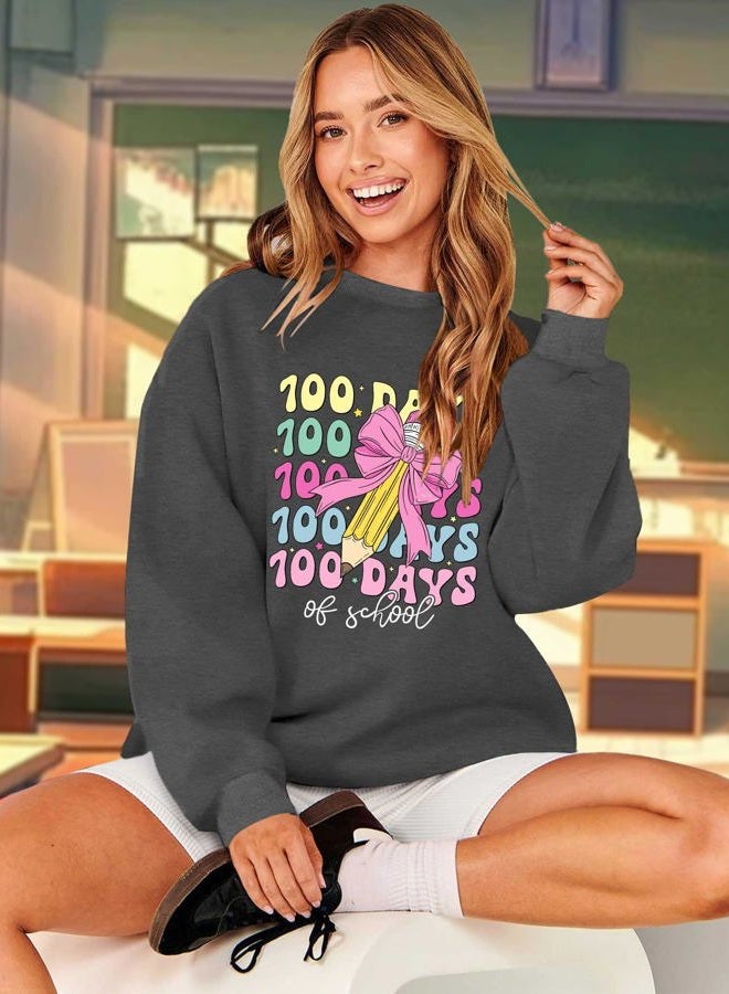 CAZYCHILD 100 days Sweatshirts for Women, Grey, M - Image 5