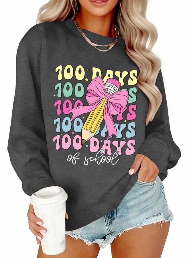 CAZYCHILD 100 days Sweatshirts for Women, Grey, M - Image 2