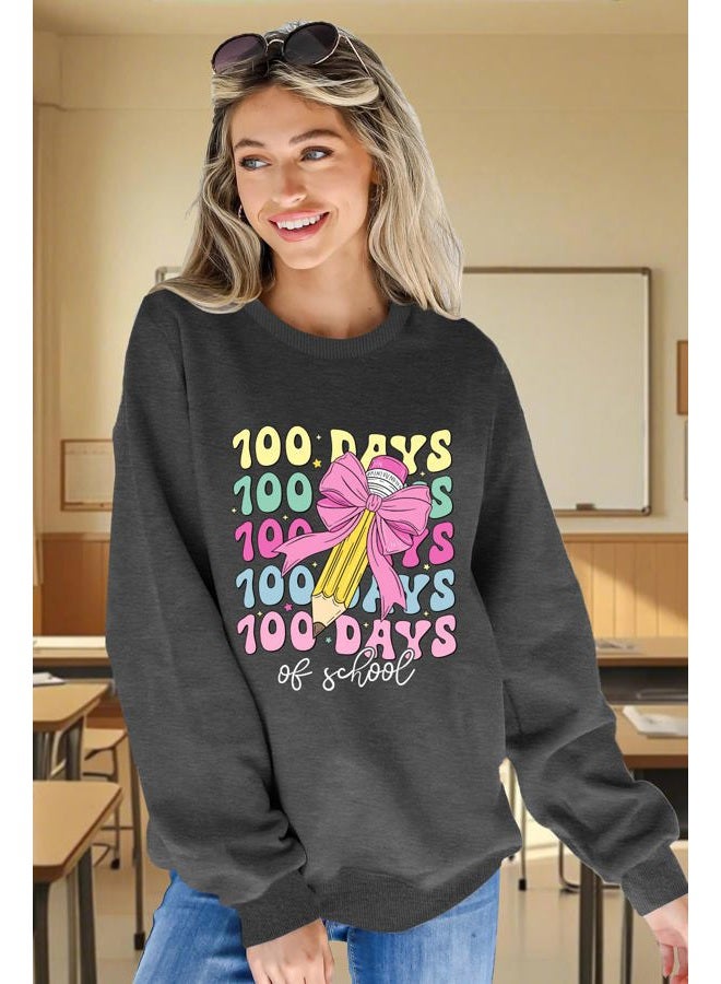CAZYCHILD 100 days Sweatshirts for Women, Grey, M - Image 3