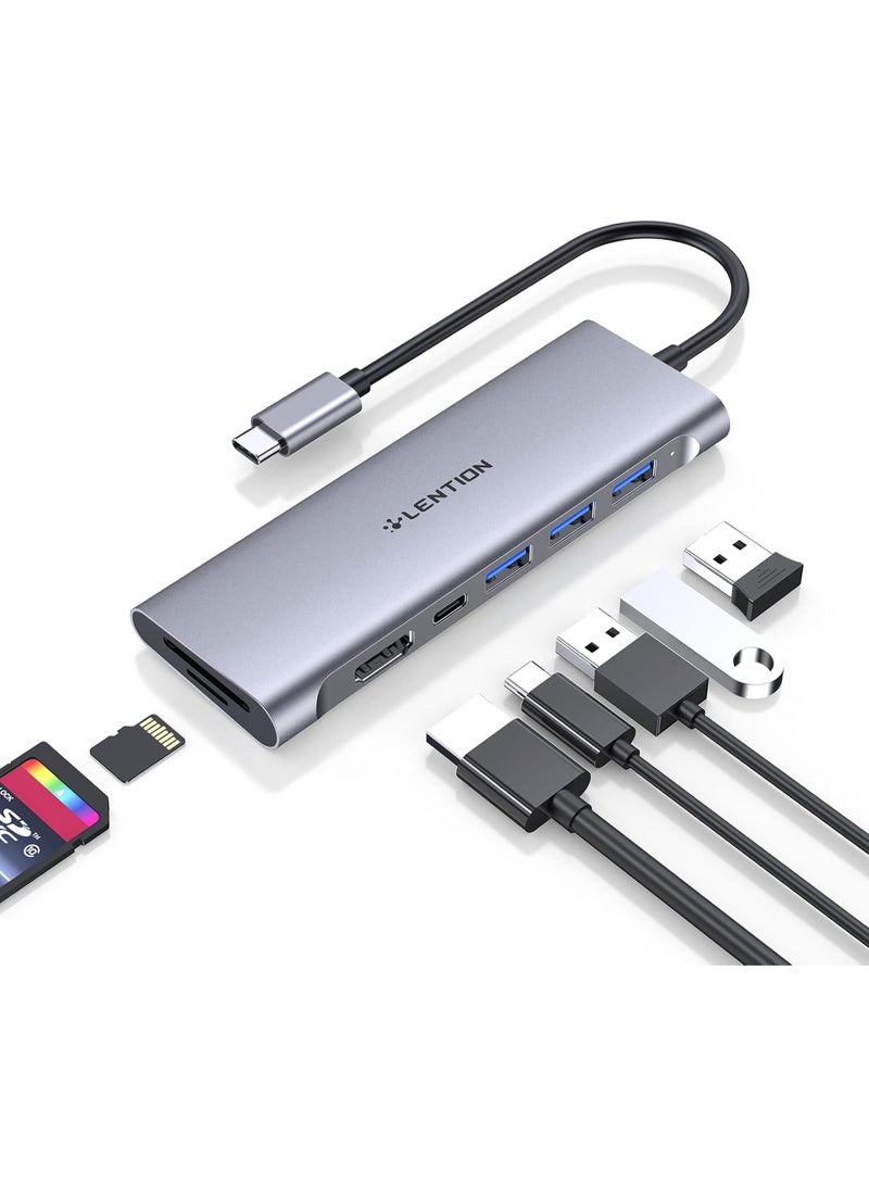 LENTION USB C Hub Multiport with 4K HDMI, 3 USB 3.0, SD/Micro SD Card Reader, 100W PD Compatible 2025-2016 MacBook Pro, New Mac Air, Other Type C Devices,... - Image 1