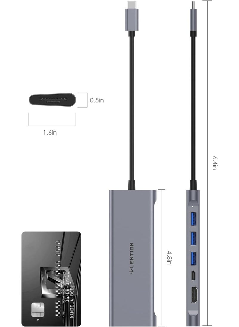 LENTION USB C Hub Multiport with 4K HDMI, 3 USB 3.0, SD/Micro SD Card Reader, 100W PD Compatible 2025-2016 MacBook Pro, New Mac Air, Other Type C Devices,... - Image 2