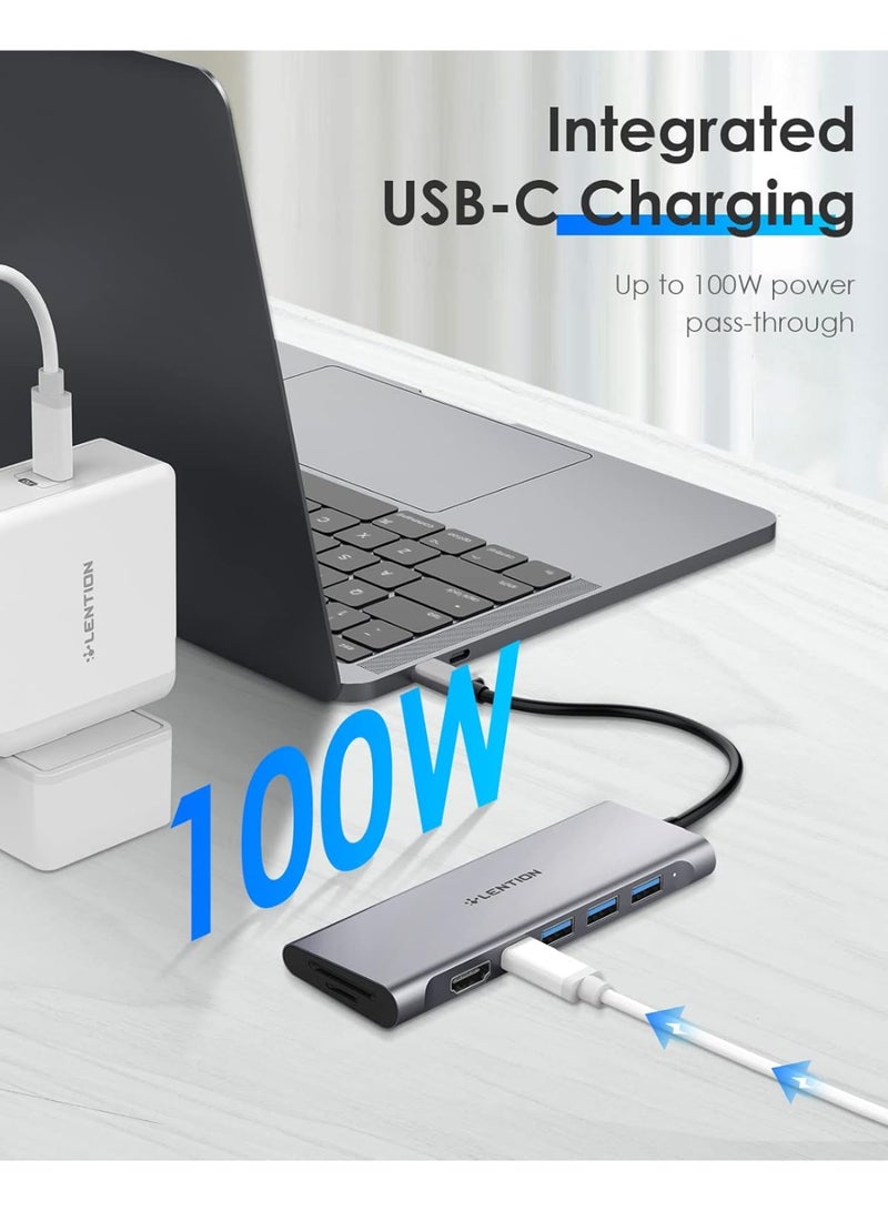 LENTION USB C Hub Multiport with 4K HDMI, 3 USB 3.0, SD/Micro SD Card Reader, 100W PD Compatible 2025-2016 MacBook Pro, New Mac Air, Other Type C Devices,... - Image 4