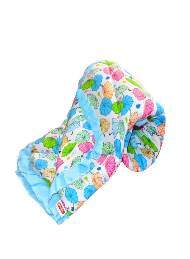 VParents Cotton Crib Sheet for New Born Baby, Soft Cotton Godadi Set for Baby, Godari Bedding Sheet, Blue, Chunky - Image 1