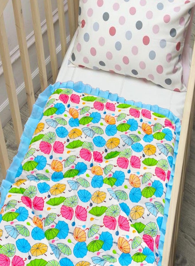 VParents Cotton Crib Sheet for New Born Baby, Soft Cotton Godadi Set for Baby, Godari Bedding Sheet, Blue, Chunky - Image 5