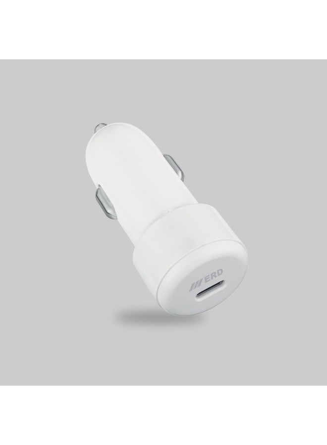 ERD **شاحن سيارة ERD USB-C بقدرة 25 واط | شحن سريع | أبيض | تصميم مدمج | متوافق مع iPhone وSamsung Galaxy وAirPods وiPad والمزيد** - Image 3
