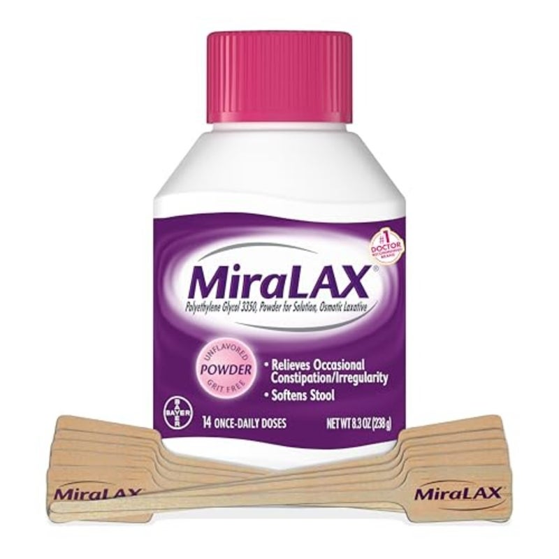 Gentle Constipation Relief Laxative Powder with Stirrer, Stool Softener with PEG 3350, No Harsh Side Effects, Osmotic Laxative, 1 Physician Recommended, 14 Dose - Image 1