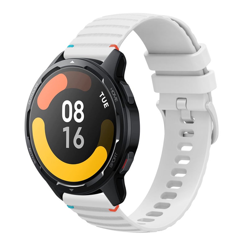 إيروريكس سوار ساعة شاومي واتش S1 أكتيف من السيليكون بخياطة منقط مموجة مقاس 22 مم (أبيض) - Image 1