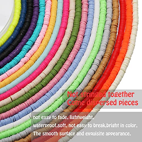 Ahouws 4000 Pcs Brown Clay Beads for Bracelets Making, Polymer Spacer Flat DIY Jewelry Necklace Earring Kit, Preppy Aesthetic Heishi Heshie Thin Disk Assortments Set 6MM - Image 4