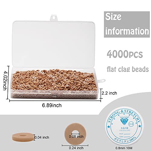Ahouws 4000 Pcs Brown Clay Beads for Bracelets Making, Polymer Spacer Flat DIY Jewelry Necklace Earring Kit, Preppy Aesthetic Heishi Heshie Thin Disk Assortments Set 6MM - Image 2