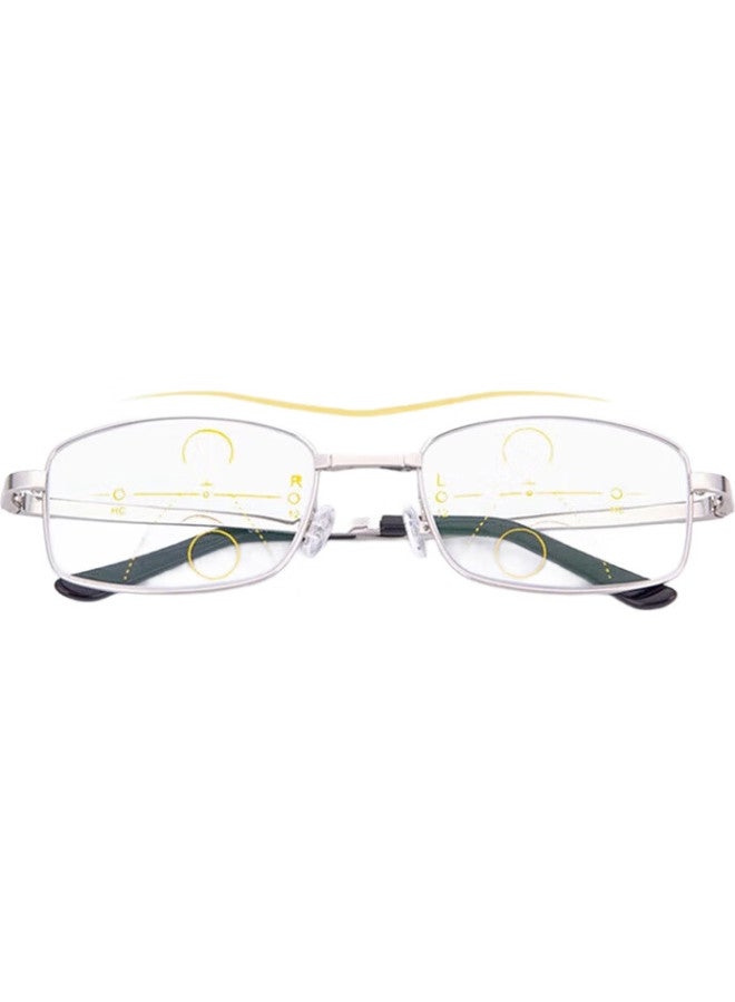 Boshide Reading Glasses, Foldable Reading Glasses, Progressive Multi-Focal Anti-Blue Light, Foldable Full-Frame [Silver], 100 Degrees - Image 1