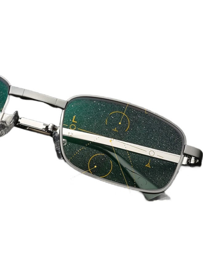 Boshide Reading Glasses, Foldable Reading Glasses, Progressive Multi-Focal Anti-Blue Light, Foldable Full-Frame [Silver], 100 Degrees - Image 3