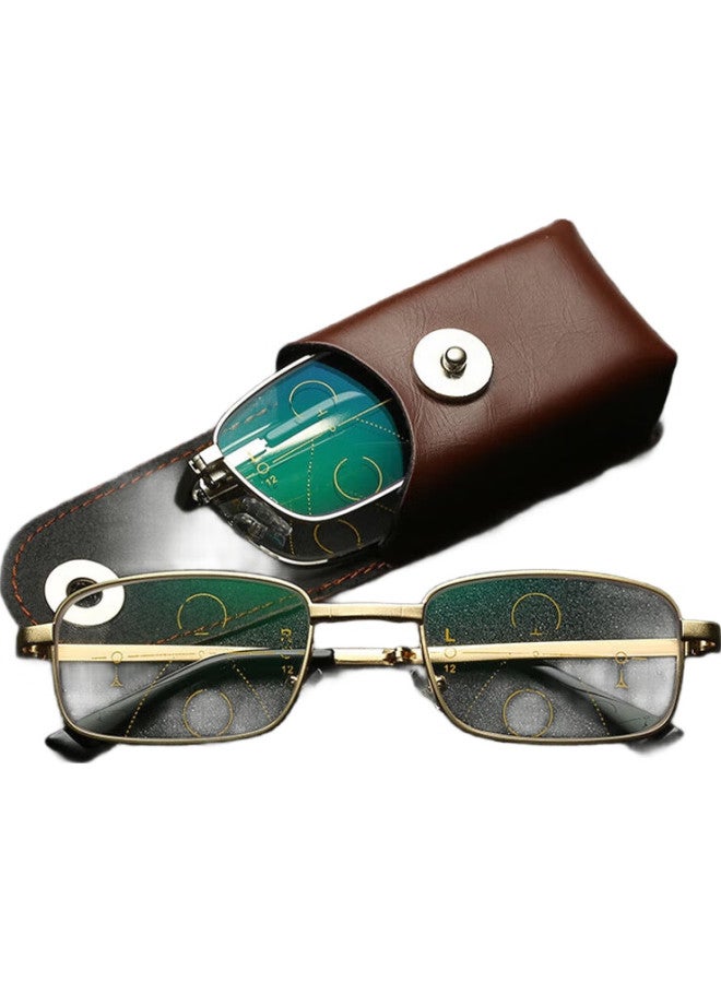 Boshide Reading Glasses, Foldable Reading Glasses, Progressive Multi-Focal Anti-Blue Light, Foldable Full-Frame [Silver], 100 Degrees - Image 2