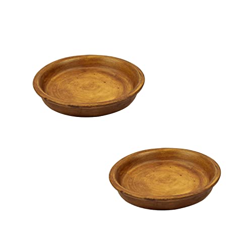 Lasaki Round Ceramic Trays (Plates Saucers) for Pots, planters, Flower, Succulent(Set of 2,Antique_1,3.5 inch) R3.5(Plants not Included) - Image 1