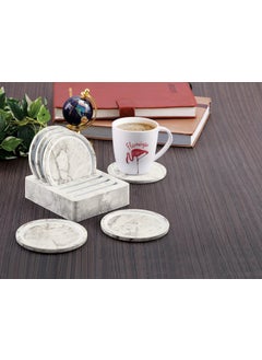 Nabhya Nabhya Designer Coaster Tea Cups, Coffee Mugs/Beer Cans Bar Tumblers & Water Glasses - Set of 6 & 1 Holder (White)  - Image 1