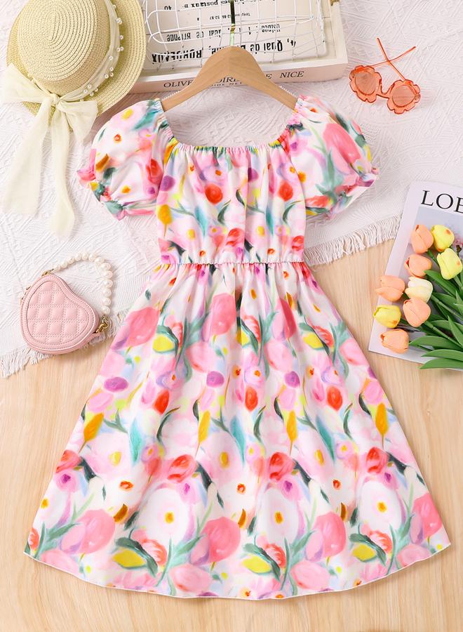 Take Two Girls Floral Square Neck Casual Dress - Image 2