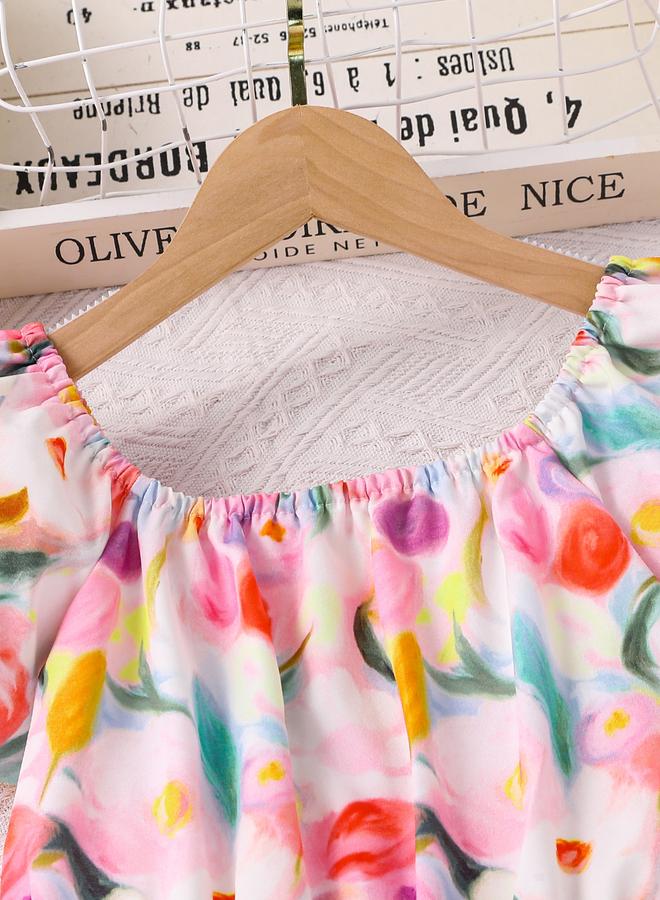 Take Two Girls Floral Square Neck Casual Dress - Image 3