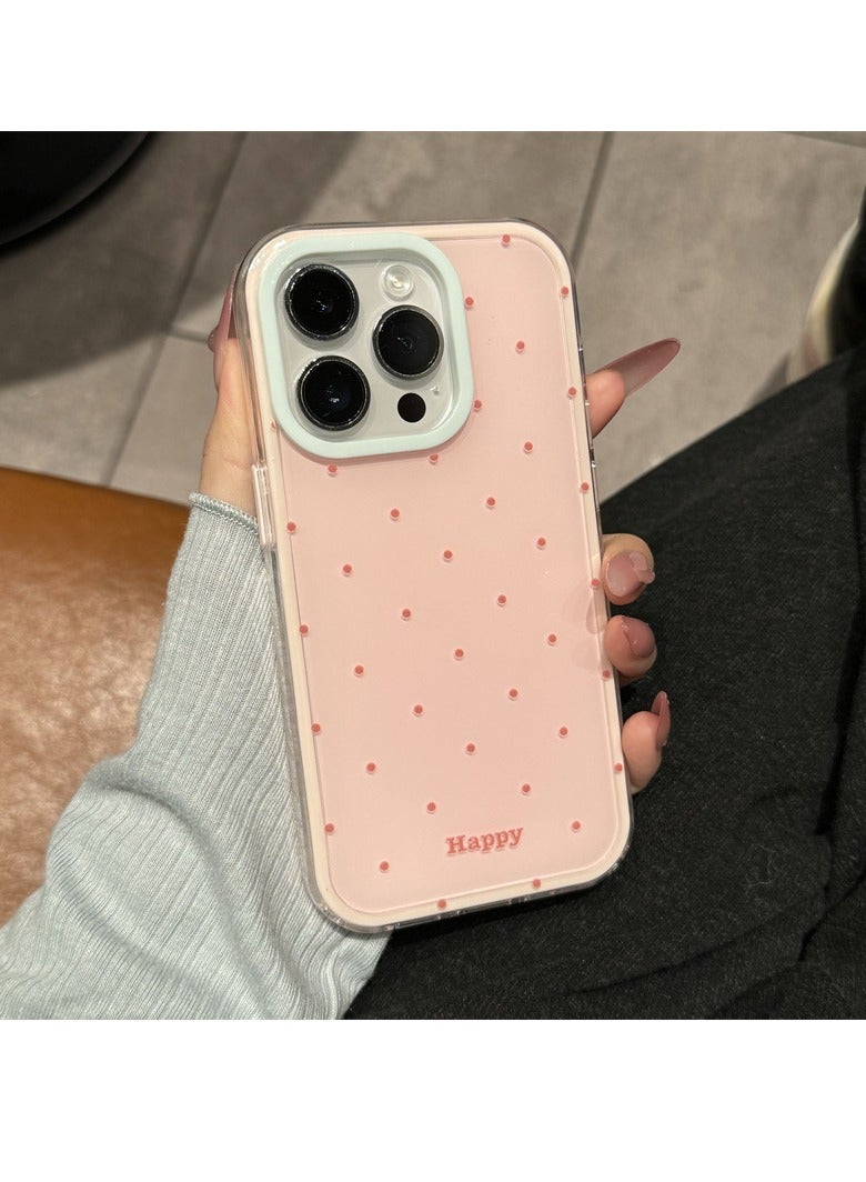 NIBEMINENT Dopamine Jelly Solid Color Protective TPU Case Cover For iPhone 17 Pro, Teenager Pink Polka Dot