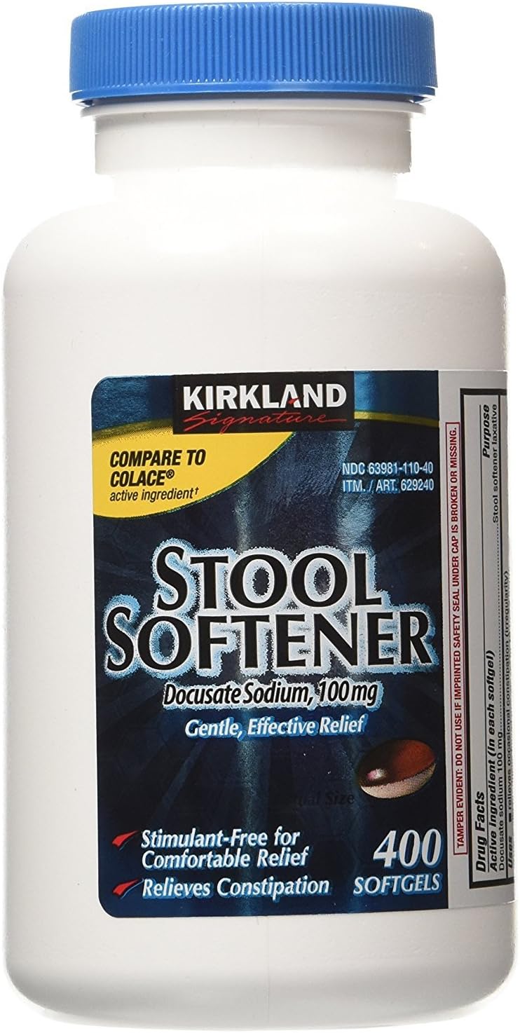 Kirkland Kirkland Signature Stool Softener 100mg, 400 Softgels (2 Pack) 