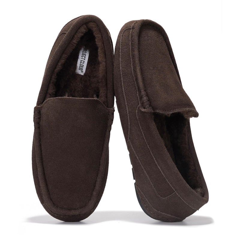 Project Cloud Mens Slippers 100% Genuine Leather with Memory Foam Insole Mens Shoes - Non-Slip and Lightweight Indoor and Outdoor Slippers for Men (Oswin, Choc, 10.5) - Image 1
