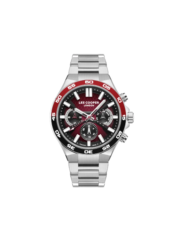 لي كوبر Men's Multi Function Display Watch With Silver Metal Strap - LC08067.380