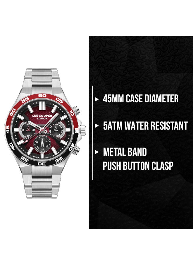 Lee Cooper Men's Multi Function Display Watch With Silver Metal Strap - LC08067.380  - Image 2