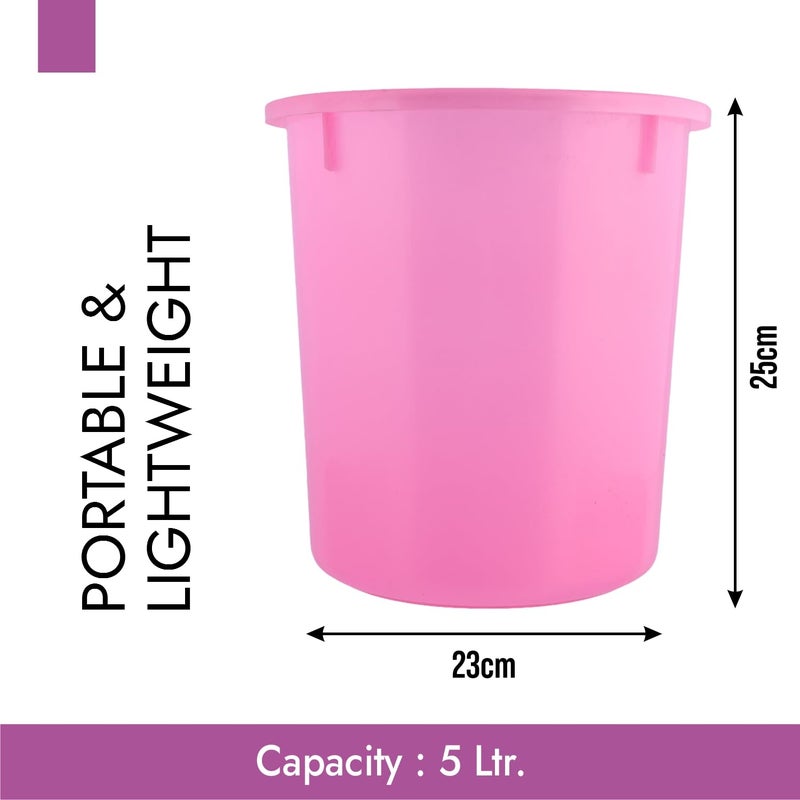 Kuber Industries Kuber Industries Dustbin Open Dustbin Plastic Garbage Dustbin For Kitchen Dustbin for Bathroom Kitchen Office And Bedroom Plain Sada Dustbin 5 LTR Pink  - Image 3
