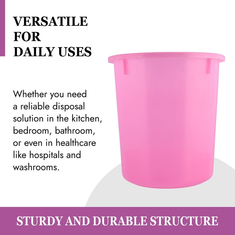 Kuber Industries Kuber Industries Dustbin Open Dustbin Plastic Garbage Dustbin For Kitchen Dustbin for Bathroom Kitchen Office And Bedroom Plain Sada Dustbin 5 LTR Pink  - Image 5