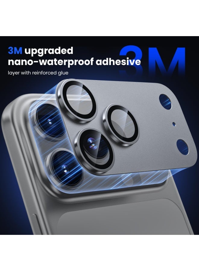 For iPhone 17 Pro Camera Lens Protector [Drop Protection] [Full Coverage] [3D Metal] [Case Friendly] Tempered Glass Camera Cover — Grey Titanium - Image 3