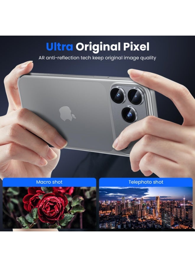For iPhone 17 Pro Camera Lens Protector [Drop Protection] [Full Coverage] [3D Metal] [Case Friendly] Tempered Glass Camera Cover — Grey Titanium - Image 2
