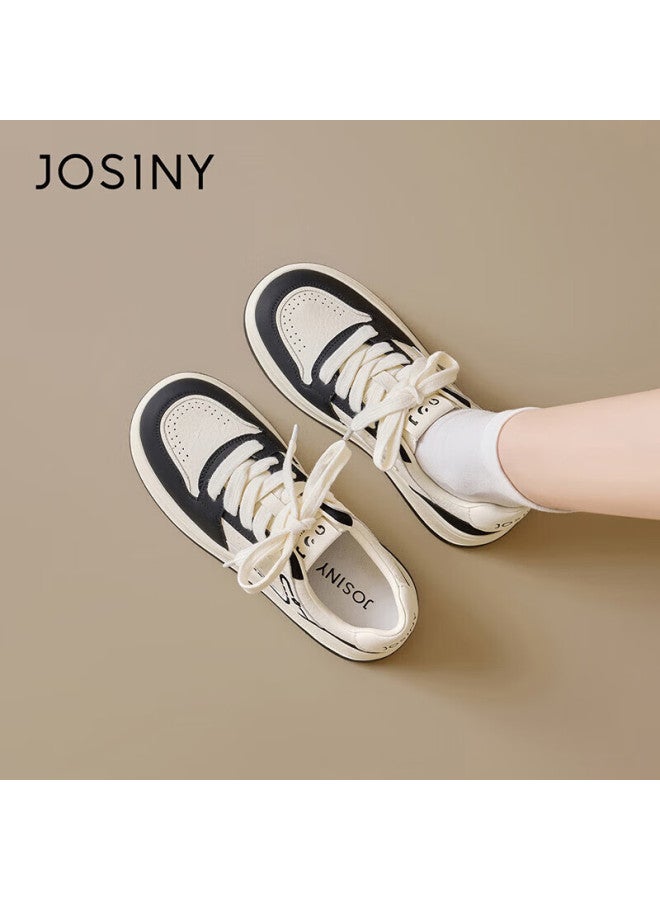 Josiny Platform White Sneakers Women  New Spring Lightweight Soft Sole Casual Shoes Height Increasing Fashion Sports Sneakers Beige Black Size 38 - Image 2