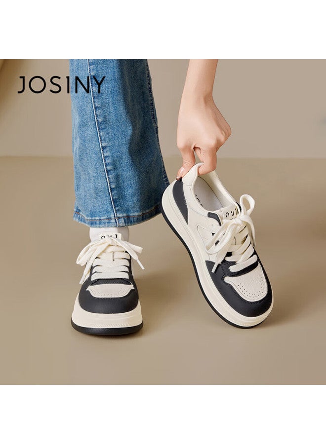 Josiny Platform White Sneakers Women  New Spring Lightweight Soft Sole Casual Shoes Height Increasing Fashion Sports Sneakers Beige Black Size 38 - Image 3