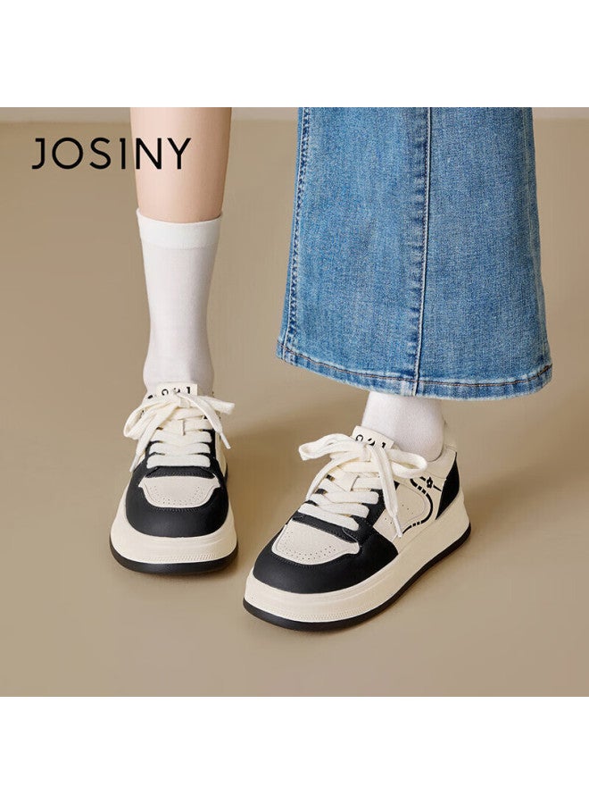 Josiny Platform White Sneakers Women  New Spring Lightweight Soft Sole Casual Shoes Height Increasing Fashion Sports Sneakers Beige Black Size 38 - Image 4