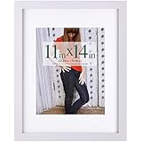 RPJC RPJC 11x14 Picture Frames Made of Solid Wood and High Definition Glass Display Pictures 8x10 with Mat or 11x14 Without - Image 1