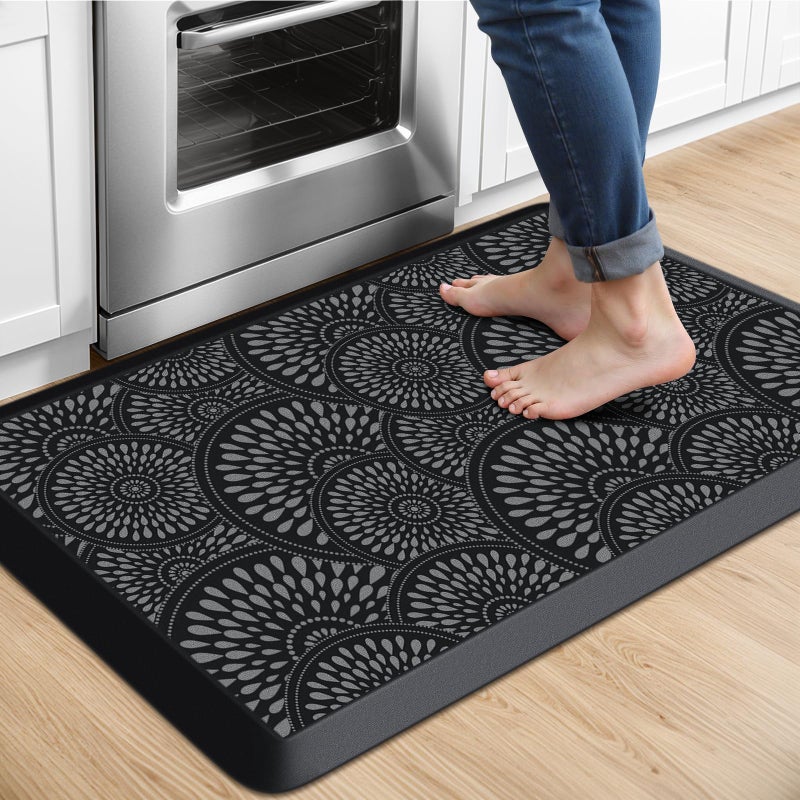 Mattitude Kitchen Mat, 17.3x28in Heavy Duty Ergonomic Comfort Foam Standing Desk Mat, Waterproof Non-Slip Standing Mats and Rugs for Kitchen, Office, Laundry, Black - Image 1