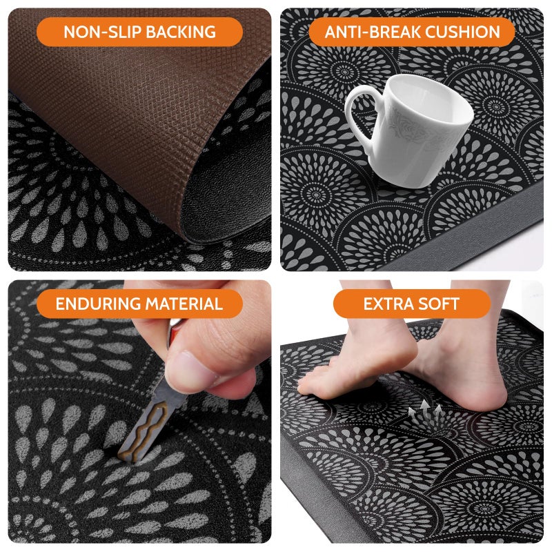Mattitude Kitchen Mat, 17.3x28in Heavy Duty Ergonomic Comfort Foam Standing Desk Mat, Waterproof Non-Slip Standing Mats and Rugs for Kitchen, Office, Laundry, Black - Image 4