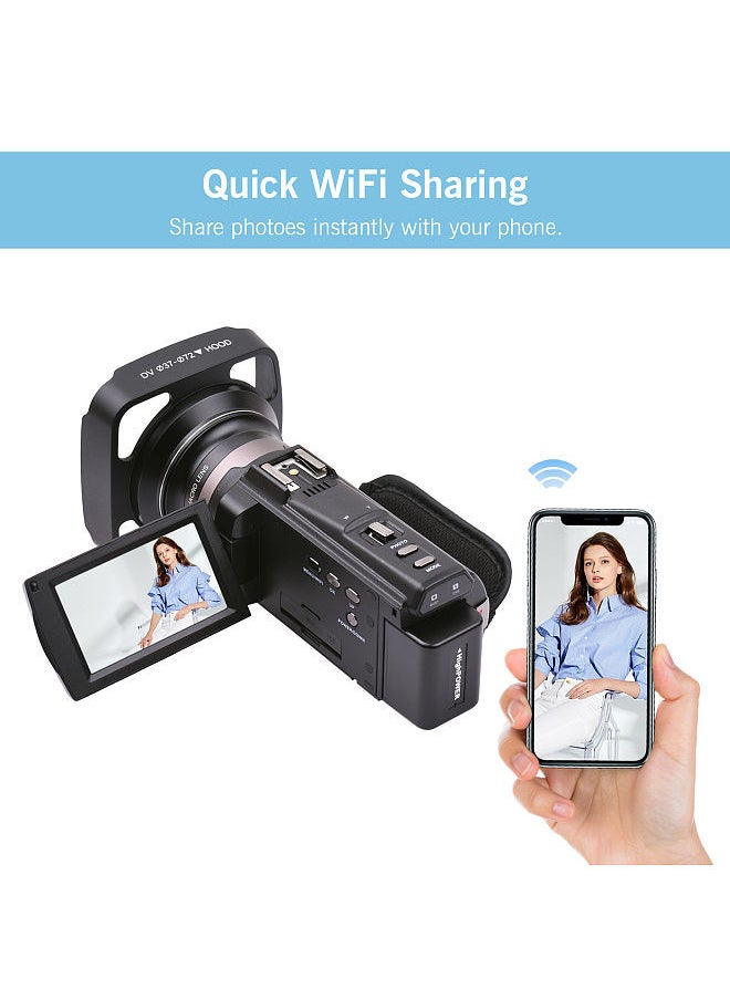 Generic - 4K 60FPS Ultra HD Digital Video Camera DV Camcorder 48MP 16X Zoom 3-inch Rotatable LCD Touch Screen WiFi Sharing IR Night Vision Motion Dectection Anti-shaking Time Lapse Slow Motion - Image 1