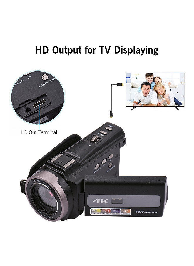 Generic - 4K 60FPS Ultra HD Digital Video Camera DV Camcorder 48MP 16X Zoom 3-inch Rotatable LCD Touch Screen WiFi Sharing IR Night Vision Motion Dectection Anti-shaking Time Lapse Slow Motion - Image 1