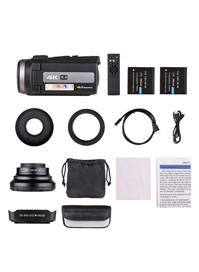 Generic - 4K 60FPS Ultra HD Digital Video Camera DV Camcorder 48MP 16X Zoom 3-inch Rotatable LCD Touch Screen WiFi Sharing IR Night Vision Motion Dectection Anti-shaking Time Lapse Slow Motion - Image 1