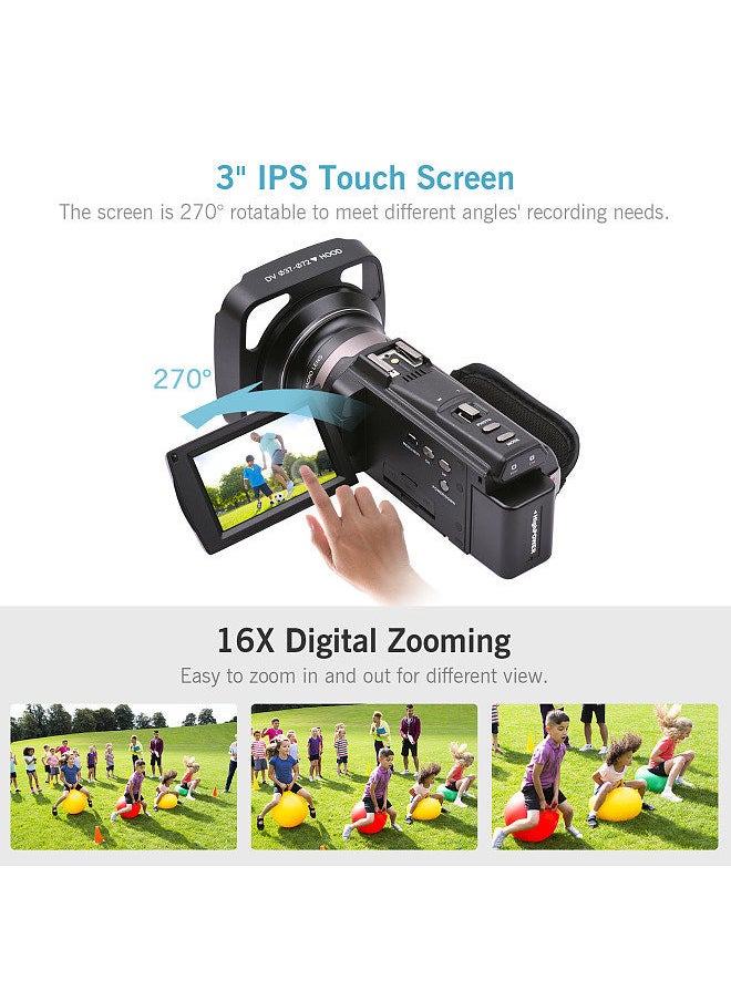 Generic - 4K 60FPS Ultra HD Digital Video Camera DV Camcorder 48MP 16X Zoom 3-inch Rotatable LCD Touch Screen WiFi Sharing IR Night Vision Motion Dectection Anti-shaking Time Lapse Slow Motion - Image 1