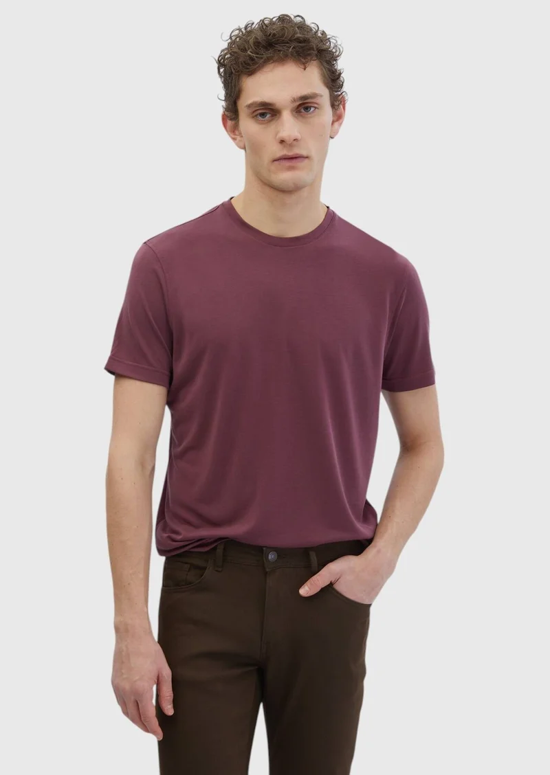 RAMSEY Tile Red Plain Crew Neck T-Shirt