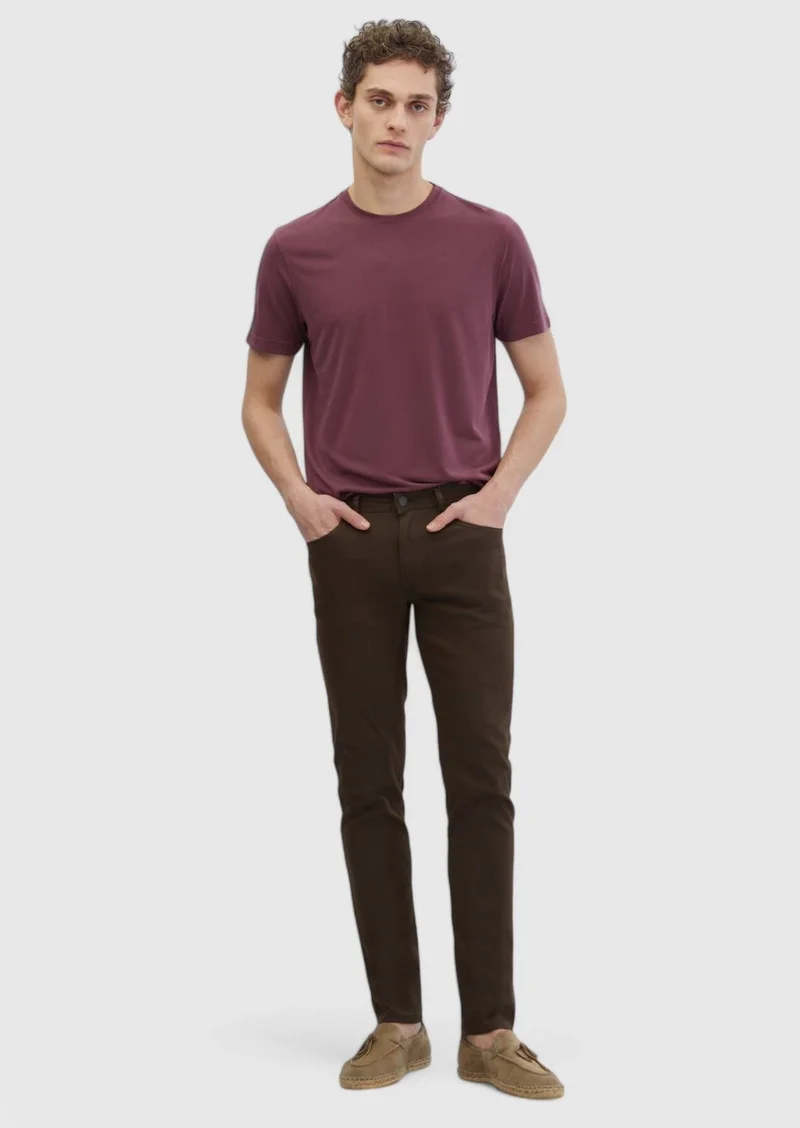 RAMSEY Tile Red Plain Crew Neck T-Shirt