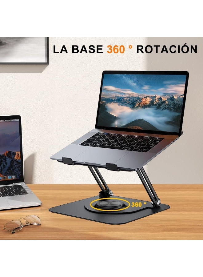قاعدة تبريد لابتوب صامتة مع دوران 360° ومروحة مدمجة وحامل قابل للتعديل لأجهزة اللابتوب من 10 إلى 17 بوصة - Image 3